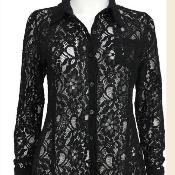 Olive & Oak Lace Button Down - Picture 2 of 4